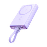 Powerbank Joyroom JR-PBM01 magnetyczny 10000mAh 20W z podstawką + kabel Lightning - USB-C - fioletowy