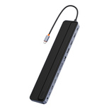 Baseus EliteJoy Gen2 Universal 12-in-1 USB HUB with 25cm USB-C Cable, Notebook Stand, USB-A / USB-C / DP / HDMI / SD / TF / RJ45 / 3.5mm Jack / PD 100W Gray (WKSX030213)
