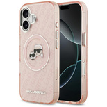 Karl Lagerfeld IML Glitter Karl &amp; Choupette Heads Logo MagSafe iPhone 17 Case - Pink