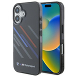 BMW Motosport IML Random Stripes Hülle für iPhone 16 Plus – Schwarz