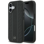 Mercedes Leder Laurel Leaves Stripes MagSafe Case für iPhone 17 - Schwarz
