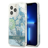 Guess GUHCP13LLFLSN iPhone 13 Pro / 13 6.1&quot; grün/grüne Hardcase Flower Liquid Glitter