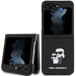 Karl Lagerfeld Saffiano Karl&amp;Choupette Pin Hülle für Samsung Galaxy Z Flip 5 – Schwarz