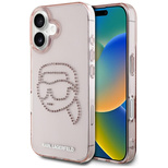 Karl Lagerfeld IML Strass Karl Head iPhone 16 Hülle Rosa