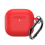 Silikonhülle für Airpods 4 mit Karabiner – rot