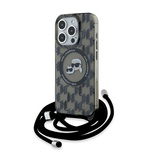 Karl Lagerfeld IML Crossbody Monogram Karl &amp; Choupette Head MagSafe Case for iPhone 15 Pro - Black