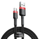 Baseus Cafule Cable wytrzymały nylonowy kabel przewód USB / USB-C QC3.0 2A 3M czarno-czerwony (CATKLF-U91)