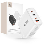 Tech-Protect NC100W-GAN GaN-Netzwerkladegerät 3x USB-C PD 100W / USB-A QC 3.0 - Weiß