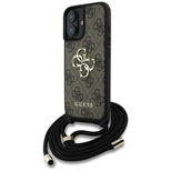 Etui Guess 4G Big Logo Cord Stap Crossbody do iPhone 16 Plus brązowy