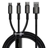 Baseus Tungsten 3in1 cable USB - USB Type C / Lightning / micro USB 3.5 A 1.5 m black (CAMLTWJ-01) - OUTLET