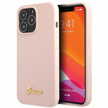 Guess GUHCP13XLSLMGLP iPhone 13 Pro Max 6.7" light pink/light pink hardcase Silicone Script Gold Logo