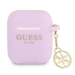 Etui Guess Silicone Charm 4G Collection na AirPods 1/2 - fioletowe