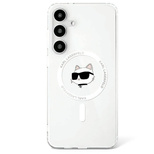 Case Karl Lagerfeld Button Choupette Head Printed Logo MagSafe Samsung Galaxy S25 Plus white