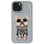 Etui Nimmy Glasses Cool Dog na iPhone 15 -szare