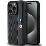 BMW Perforated Tricolor Line Hülle für iPhone 15 Pro – Schwarz