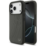Mercedes Leather Large Laurel Leave MagSafe Case für iPhone 17 Pro - Schwarz und Grau