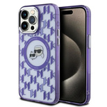 Karl Lagerfeld IML Monogram Karl &amp; Choupette Head MagSafe Case for iPhone 15 Pro Max - Purple