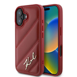 Karl Lagerfeld Diagonal Quilted Script Hülle für iPhone 16 – Rot