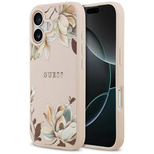 Guess Grained Flowers Classic Logo MagSafe iPhone 17 Case - Pink