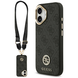 Guess 4G Strass Logo &amp; Big Strap Metal Buttons MagSafe Case für iPhone 17 - Schwarz