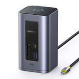 Stacja dokująca Baseus NU1 Air Spacemate hub 12w1 USB-C - 2xHDMI 4K@60Hz 2xUSB-C 10Gb/s 2xUSB-A 5Gb/s 2xUSB-A (480Mb/s) RJ45 SD/microSD 3.0 USB-C (PD) - szara