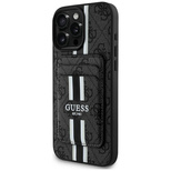 Guess 4G Stripes Case mit Magsafe Wallet für iPhone 16 Pro Max Schwarz
