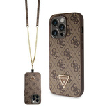 Guess GUHCP14LP4TDSCPW case for iPhone 14 Pro - brown Crossbody 4G Metal Logo