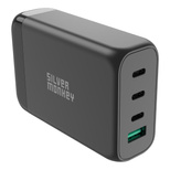 Silver Monkey SMA151 130W GaN-Ladegerät 3xUSB-C PD USB-A QC 3.0 mit abnehmbarem Stromkabel – Schwarz