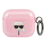 Karl Lagerfeld Glitter Karl&#39;s Head Case for AirPods 3 - Pink