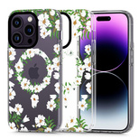 Tech-Protect MagMood MagSafe iPhone 14 Pro Max Case - White Daisies