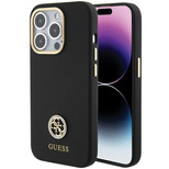 Guess Silicone Logo Strass 4G Case for iPhone 15 Pro - Black