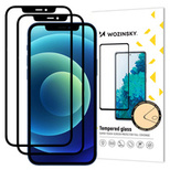 Wozinsky Set aus 2x Super Durable Full Glue Tempered Glass Vollbild mit Rahmen Hülle Friendly iPhone 12 Pro / iPhone 12 Schwarz