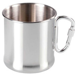 Stainless steel tourist mug with carabiner, 270 ml