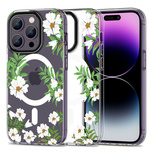 Tech-Protect MagMood MagSafe case for iPhone 14 Pro - daisies with leaves