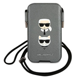Karl Lagerfeld Saffiano Ikonik Karl&amp;Choupette Head 6.7&#39;&#39; Handtasche - Grau