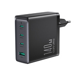 GaN 140W Schnellladegerät 3 x USB-C / USB-A Joyroom JR-TCG05EU - Schwarz + USB-C - USB-C 240W 1,2m Kabel