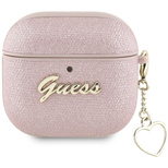 Guess Metallic Script Charm Case für AirPods 4 - Rosa