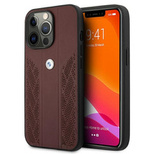 Etui BMW Leather Curve Perforate na iPhone 13 Pro Max - czerwone