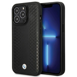 Etui BMW Leather Diamond Pattern na iPhone 14 Pro - czarne