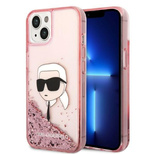 Karl Lagerfeld Glitter Karl&#39;s Head case for iPhone 14 - pink