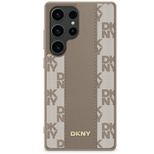 DKNY Leather Checkered Pattern MagSafe case for Samsung Galaxy S25 taupe