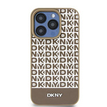 DKNY Leather Printed Pattern Metal Logo MagSafe Case for iPhone 15/14/13 - Brown