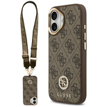 Guess 4G Strass Logo &amp; Big Strap Metal Buttons MagSafe Case für iPhone 17 - Braun