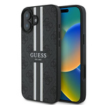 Guess 4G Printed Stripes MagSafe-Hülle für iPhone 16 Plus – Schwarz