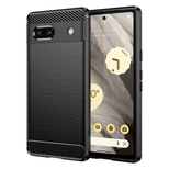 Carbon Case etui Google Pixel 7a elastyczny silikonowy karbonowy pokrowiec czarne