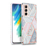 Tech-Protect Marble Case for Samsung Galaxy S21 FE - Pink and Blue