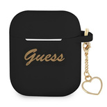 Guess GUA2LSCHSK AirPods 1/2 Hülle schwarz/schwarz Silikon Charm Heart Collection