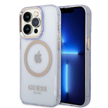 Guess GUHMP14LHTCMU iPhone 14 Pro 6.1&quot; purple/purple hard case Gold Outline Translucent MagSafe