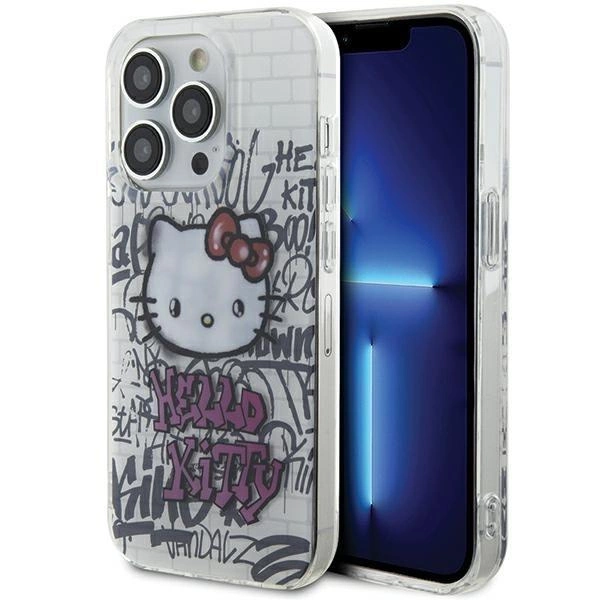 Hello Kitty IML Kitty On Bricks Graffiti case for iPhone 14 Pro Max white