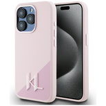 Karl Lagerfeld Silicone Shadow Metal Initial MagSafe Case for iPhone 15 Pro Max Pink